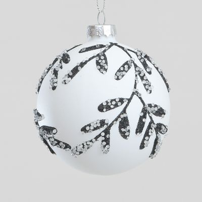 8cm Glass Leaf Pattern Ball 