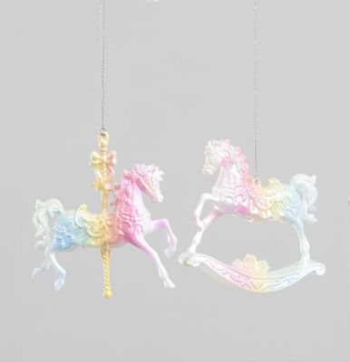 13cm Horse Decoration 2Ass Irid.