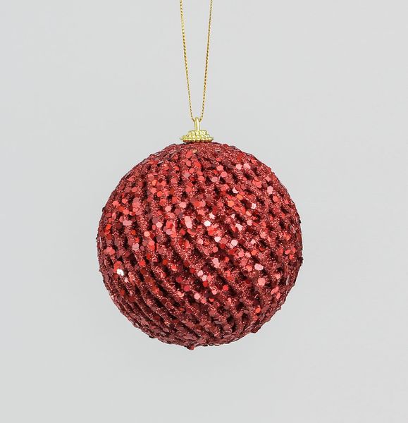 100mm Glitter/Sequin Ball Red