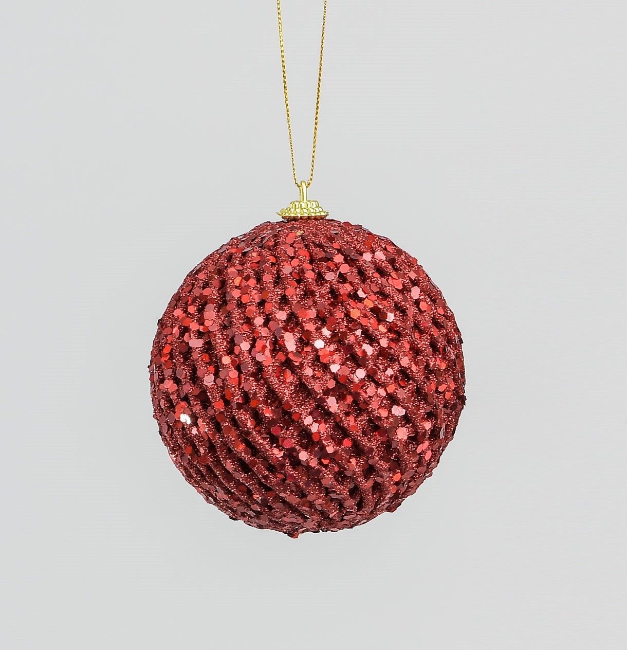 100mm Glitter/Sequin Ball Red