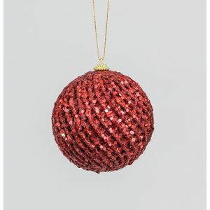 100mm Glitter/Sequin Ball Red