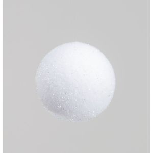 120mm Glitter/Flock Ball Dec White