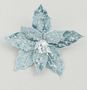 17cm Velvet Poinsettia w/Gem Aqua