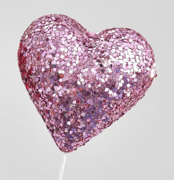 36cm Glitter Heart Decoration Pink
