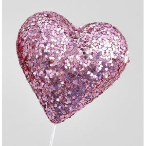 36cm Glitter Heart Decoration Pink