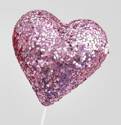 36cm Glitter Heart Decoration Pink