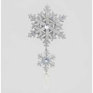 10cm Double Snowflake Dec Silver