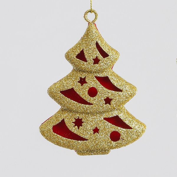 10cm Glitter Tree Decoration G/R