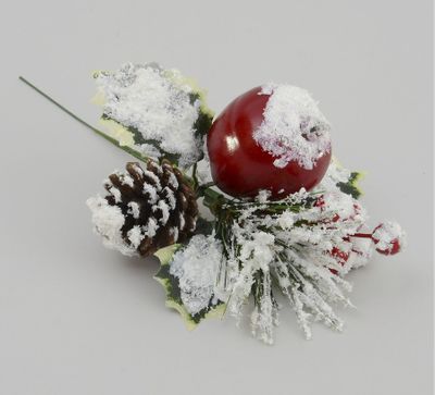 28cm Frosted Apple/Holly Pick