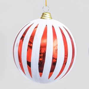 10cm Stripe Ball Dec Red/White