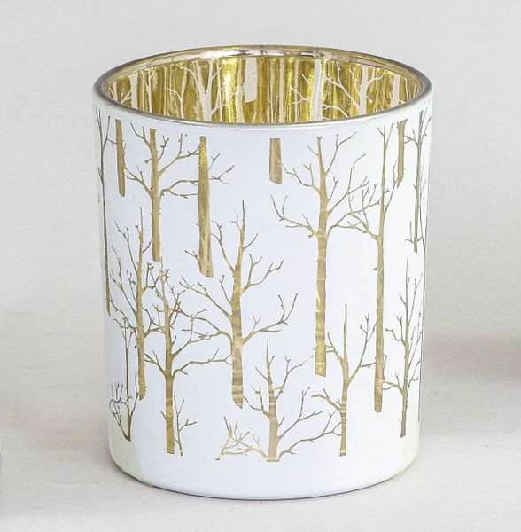 10cm Glass Tree Pattern C/H White