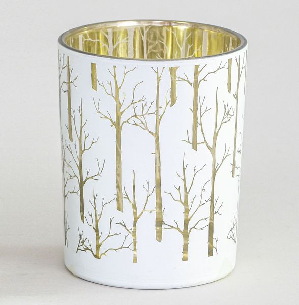 12cm Glass Tree Pattern C/H White