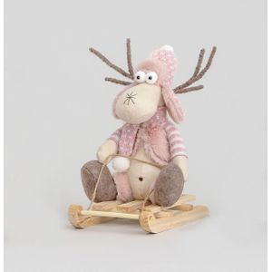 32cm Moose on Sledge Pink