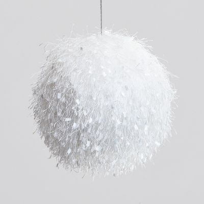 15cm Fluffy Ball Decoration White
