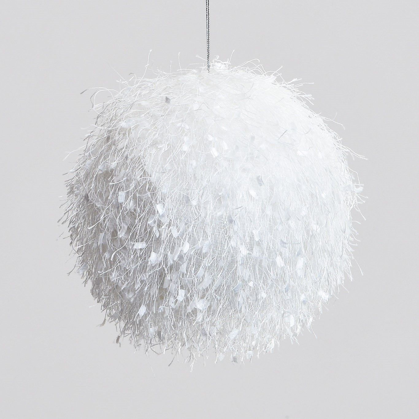 15cm Fluffy Ball Decoration White