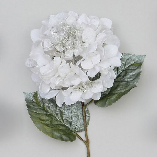 68cm Glitter Hydrangea White