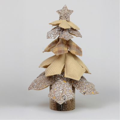 40cm Beige Tartan Fabric Tree T/Pc