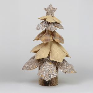 40cm Beige Tartan Fabric Tree T/Pc