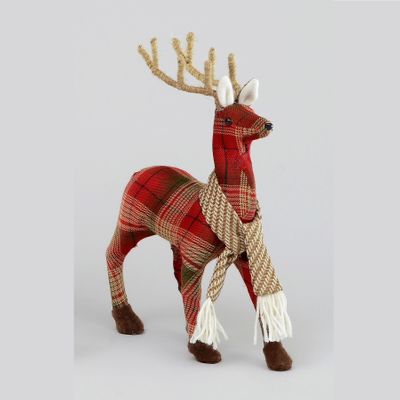 25cm Red Tartan Reindeer T/Piece
