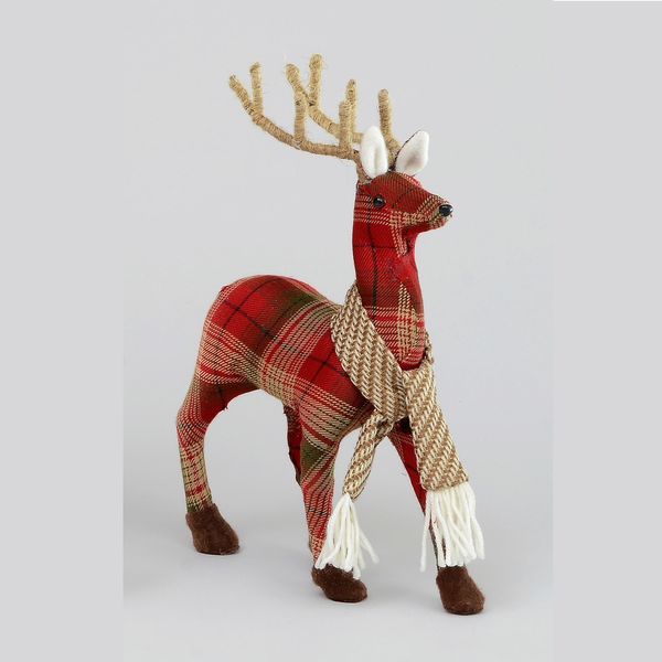 25cm Red Tartan Reindeer T/Piece