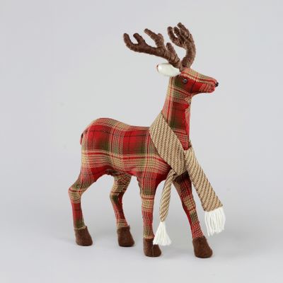 48cm Red Tartan Reindeer T/Piece