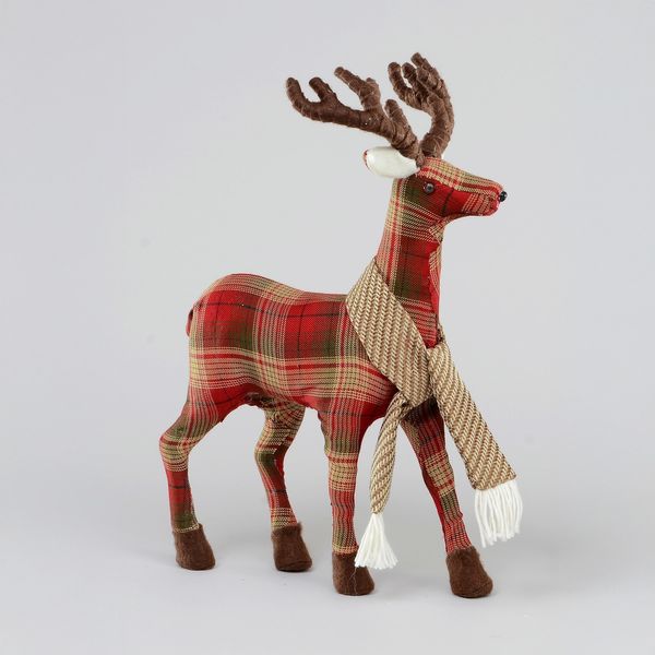 48cm Red Tartan Reindeer T/Piece