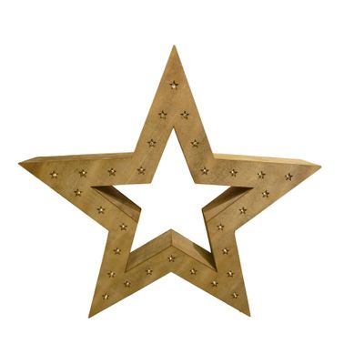 52cm Wood Star Ornament LED