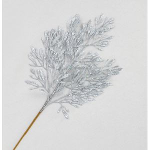 66cm Glitter Leaf Spray Silver