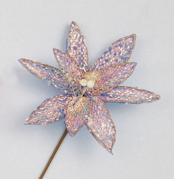 48cm Sequin Leaf Poinsettia Irid.