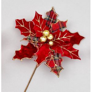 54cm Tartan Holly Poinsettia