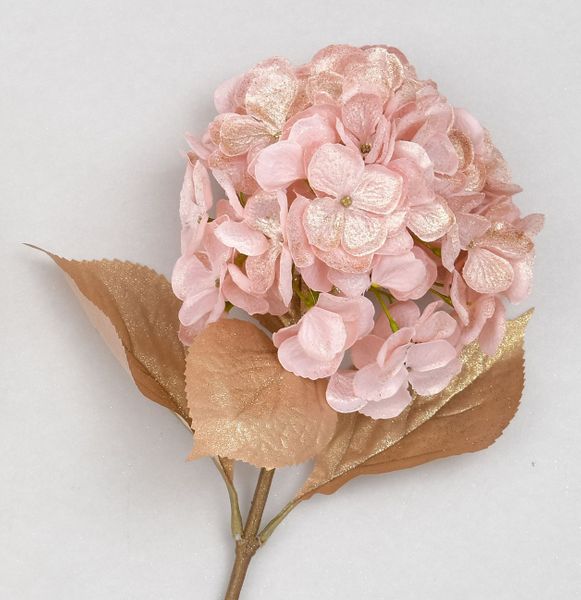 64cm Glitter Hydrangea Spray Pink