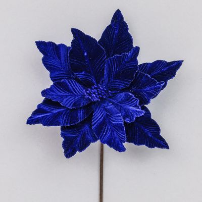 62cm Velvet Poinsettia Dk Blue