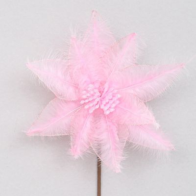 60cm Feathered Poinsettia Pink