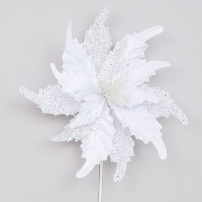 70cm Glitter Giant Poinsettia Whit