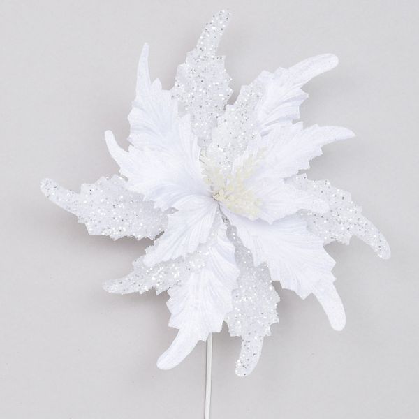 70cm Glitter Giant Poinsettia Whit