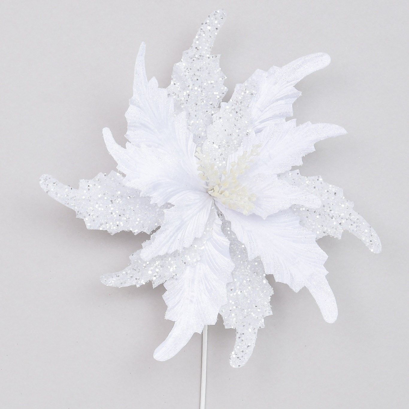 70cm Glitter Giant Poinsettia Whit