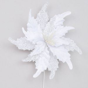 70cm Glitter Giant Poinsettia Whit