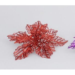 9" Poinsettia w/Clip Red