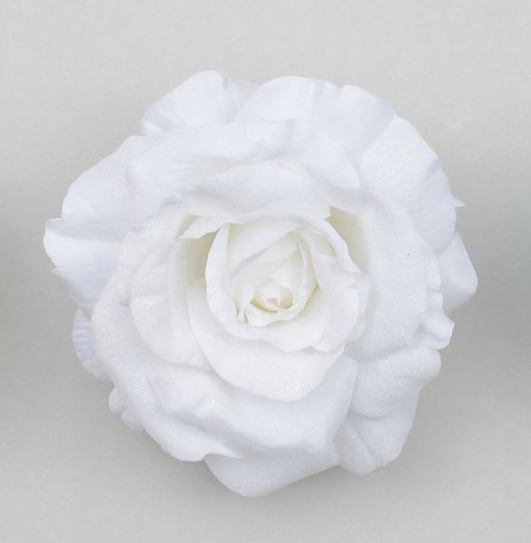Glitter Rose w/Clip White
