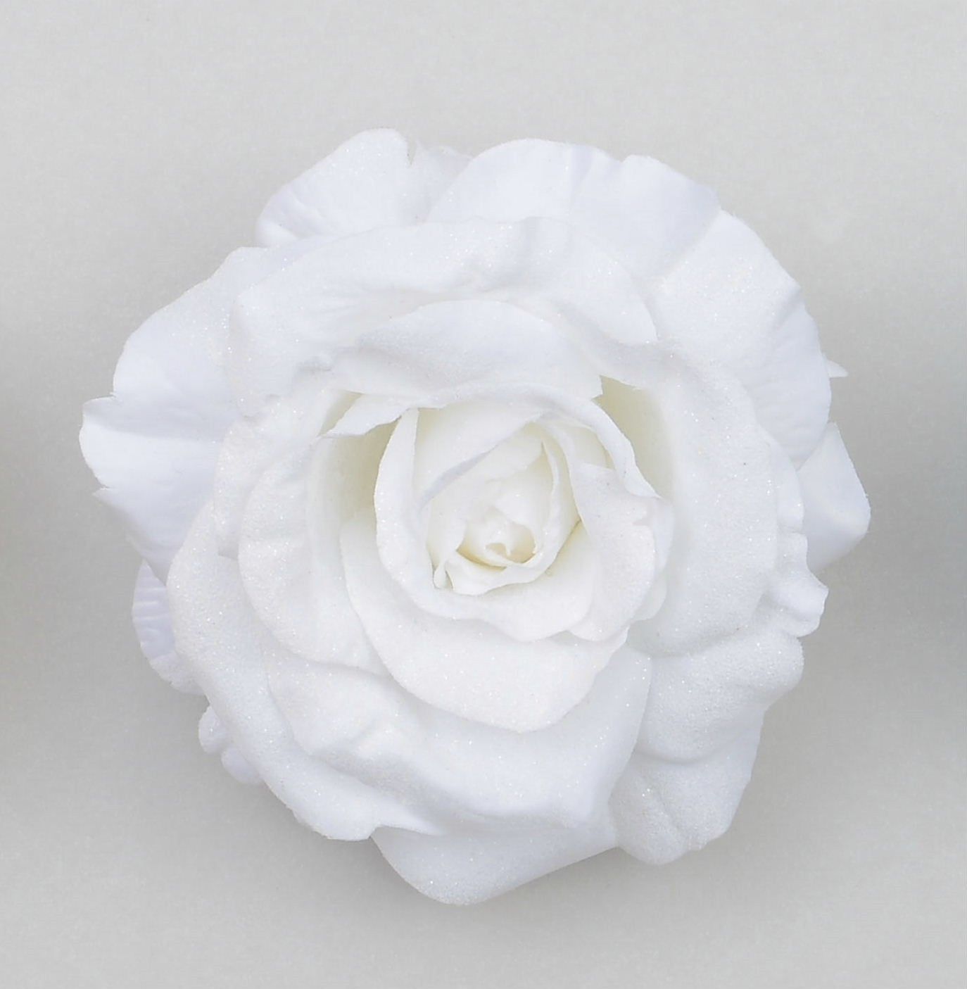 Glitter Rose w/Clip White
