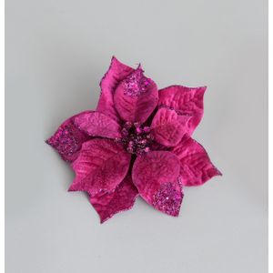 20cm Velvet Poinsettia w/Clip HP