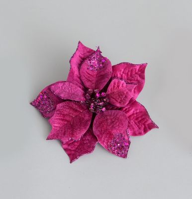 20cm Velvet Poinsettia w/Clip HP