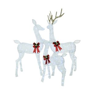 Set of 3 Light up Reindeers White H150cm,120cm,87cm
