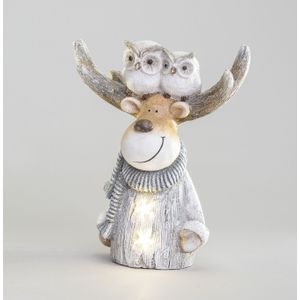 41cm Moose with Owls