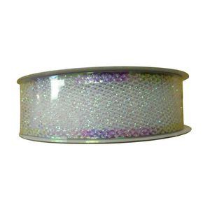 1" x 5Y Double Wired White Mesh Glitter Ribbon Garland
