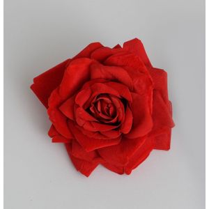 19cm Velvet Rose w/Clip Red