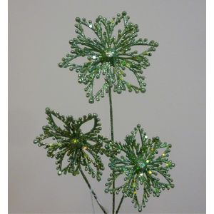 36cm Glitter Poinsettia Pick Green