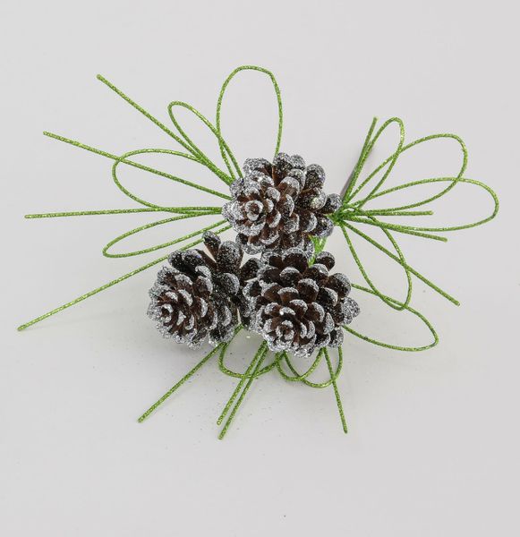 24cm Glitter Cone Pick Green/Silve