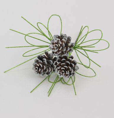 24cm Glitter Cone Pick Green/Silve