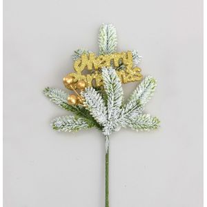 30cm Flock Pine Merry Xmas Pick